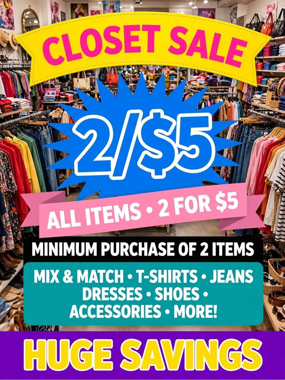 All closet items are 2/$5